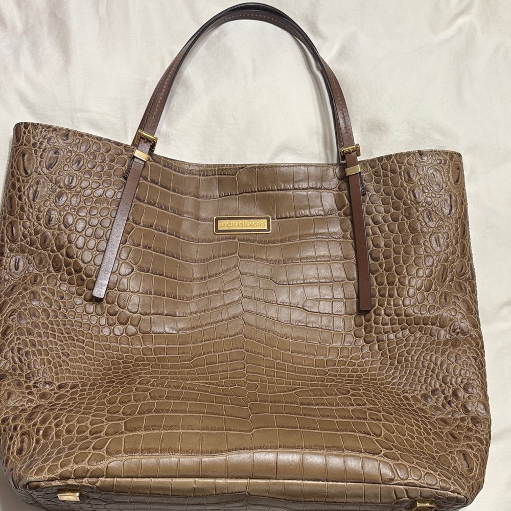 Michael Kors Tan Crocodile Embossed Tote